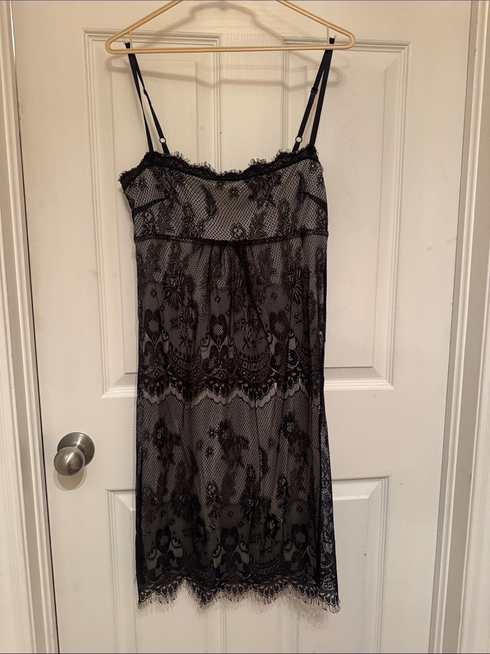 Mango Black Sheer Lace Chemise Slip